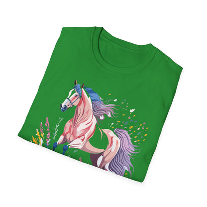 Horse Shirt Unisex Tee Animal Print Gildan Softstyle 64000 Ring Spun Cotton