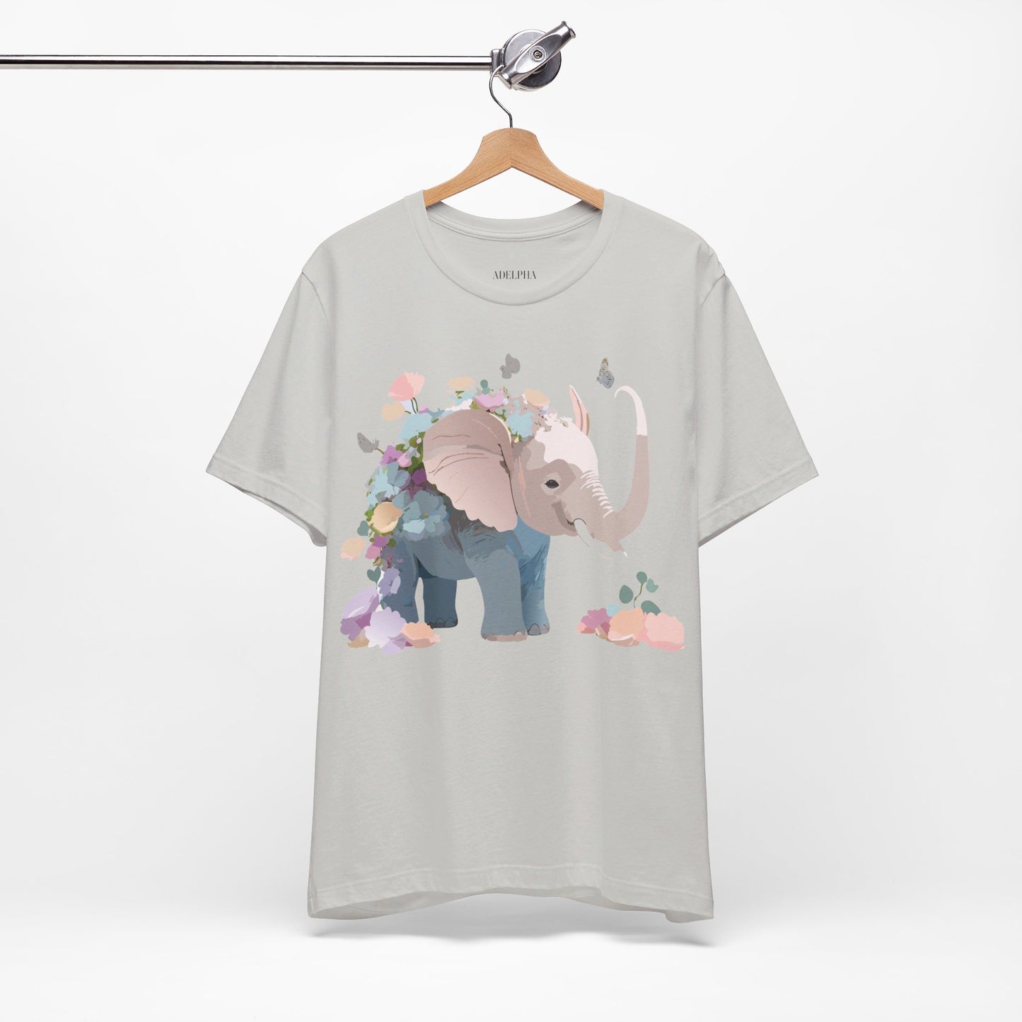 Natural Cotton Tee Shirt with Elephant