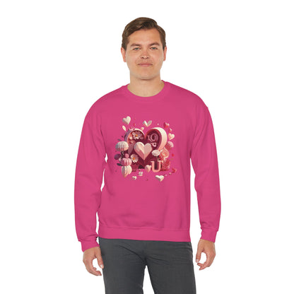 Unisex Floral Big Heart Sweatshirt Love Floral Valentine Day Cotton Poly Blend