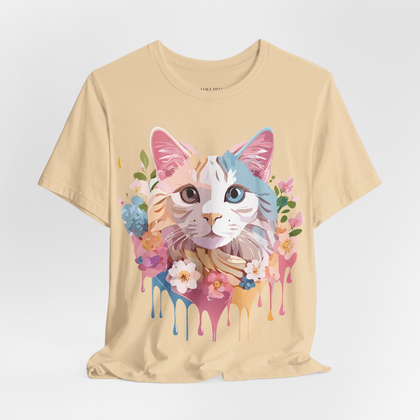 Natural Cotton Tee Shirt with Cat