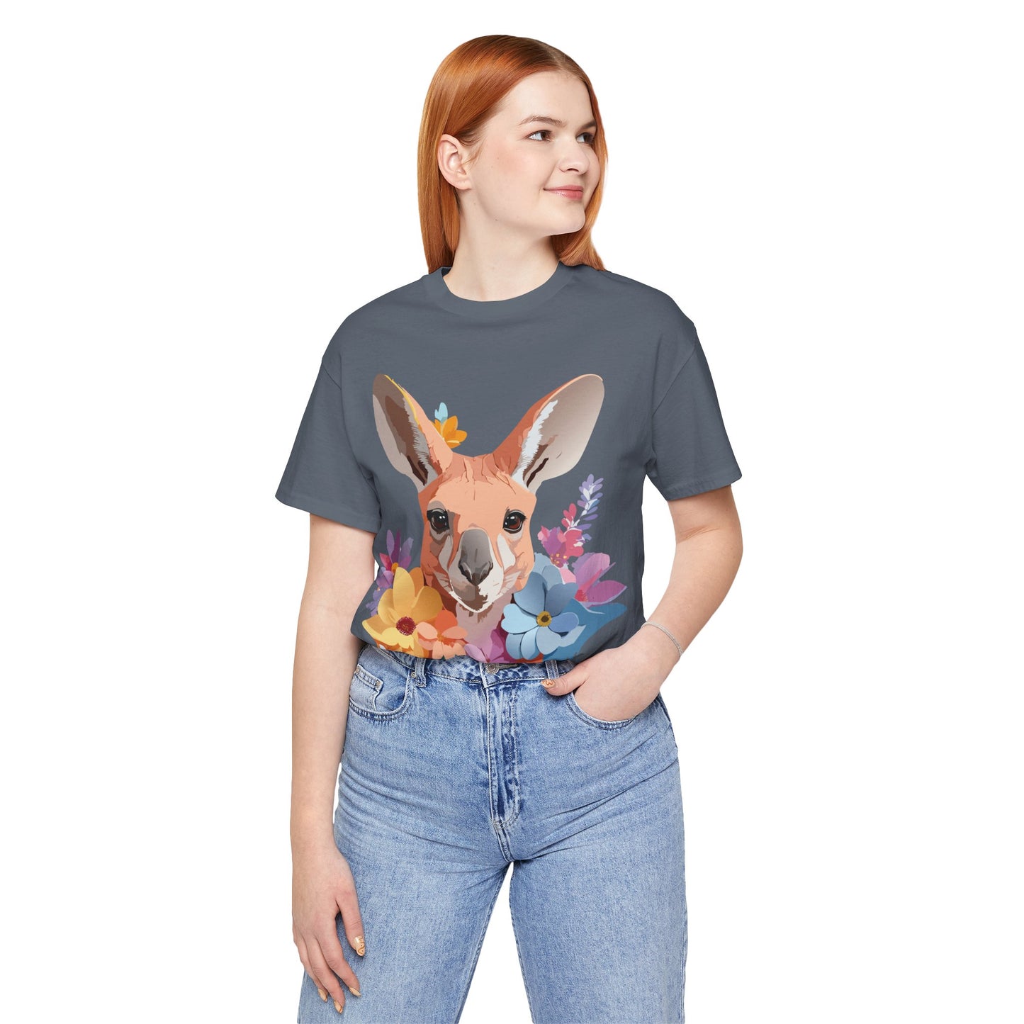 Natural Cotton Tee Shirt with Kangaroo