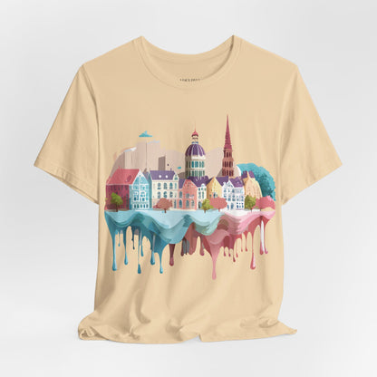 Natural Cotton Tee Shirt - Beautiful Places Collection - Warnemünde and Rostock - Germany Printify