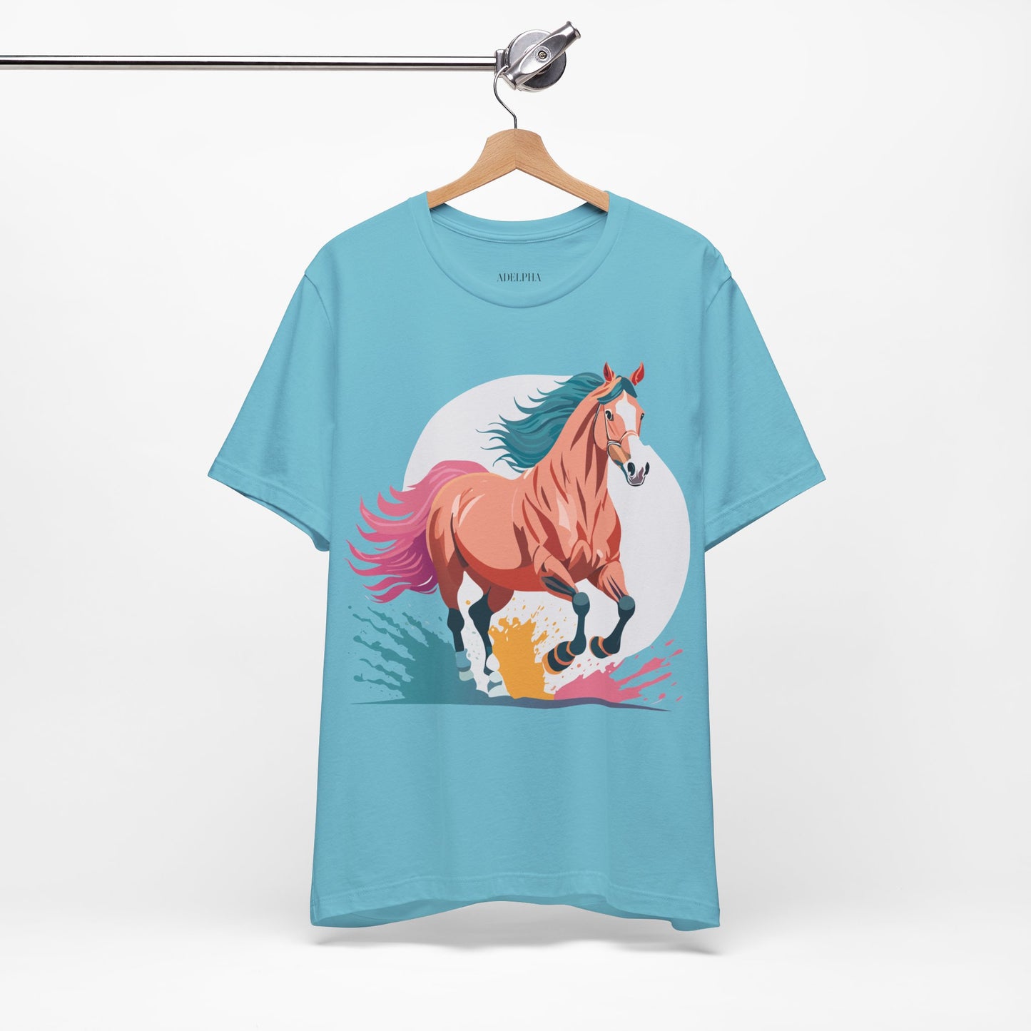 Natural Cotton Tee Shirt with Horse