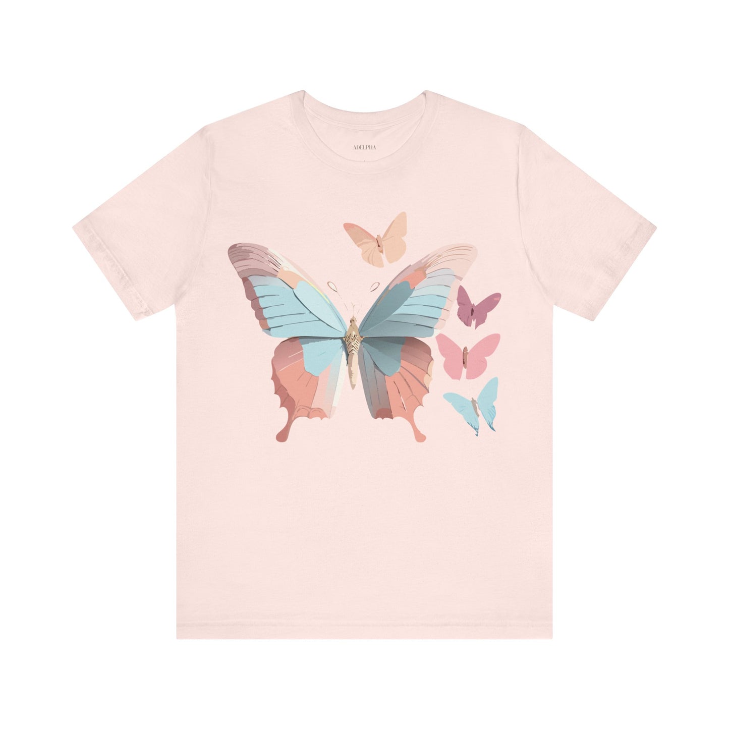 Natural Cotton Tee Shirt with Butterfly