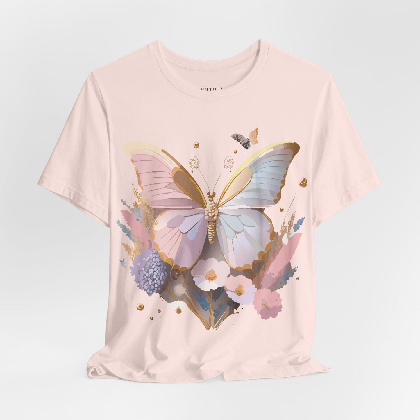 Natural Cotton Tee Shirt with Butterfly