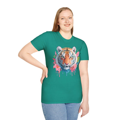 Tiger Print Unisex Softstyle T Shirt Short Sleeve Gildan 64000 Tee