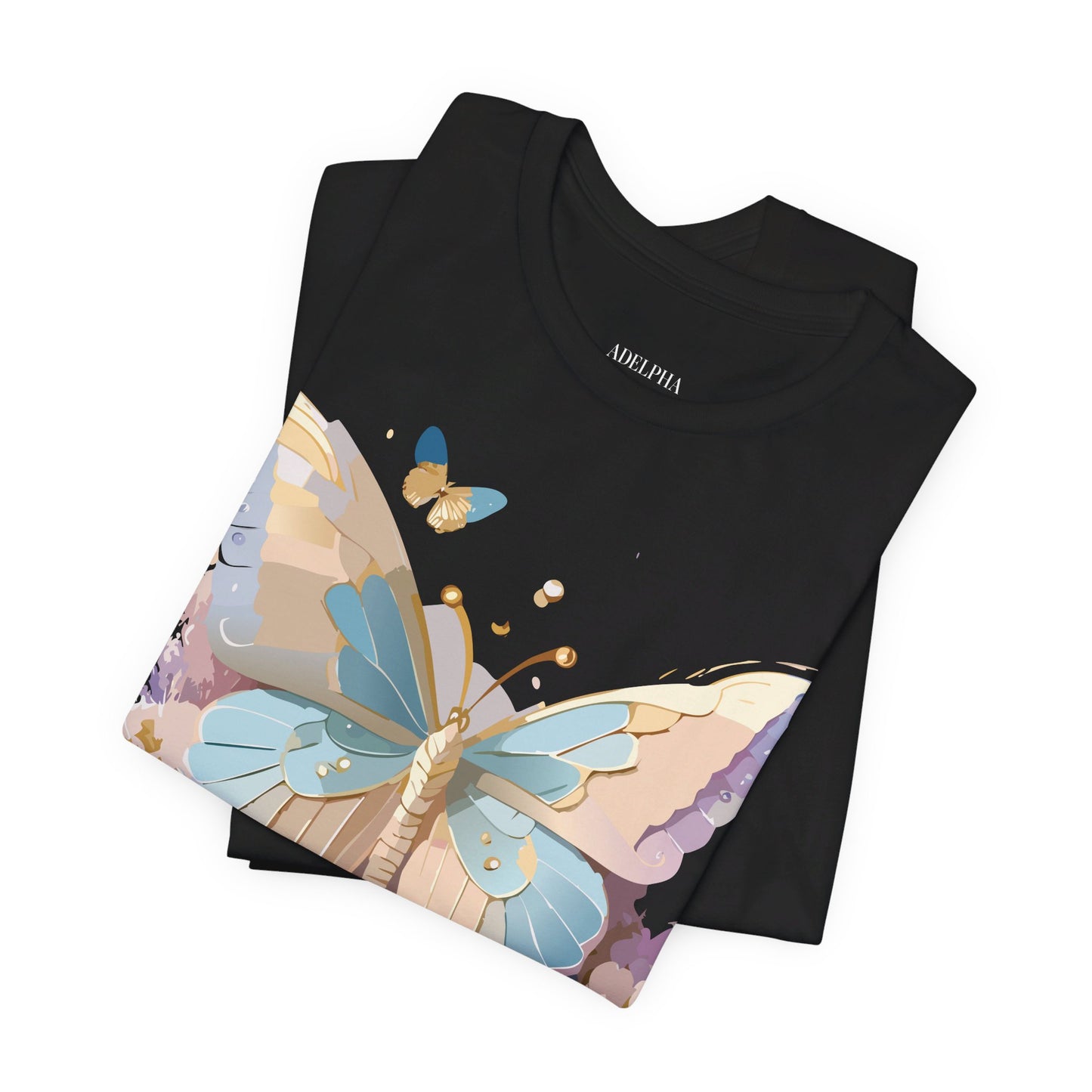 Natural Cotton Tee Shirt with Butterfly