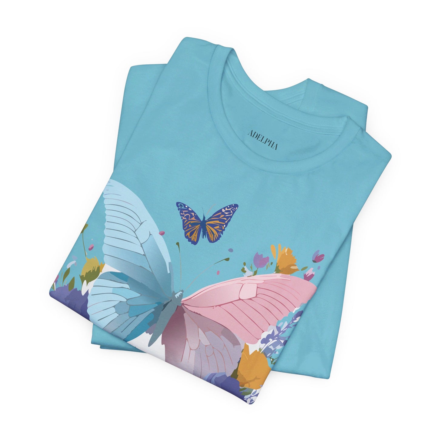 Natural Cotton Tee Shirt with Butterfly