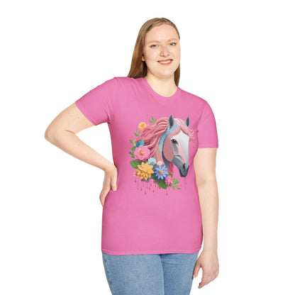 Unisex Horse Shirt Softstyle Cotton Tee With Animal Print Design
