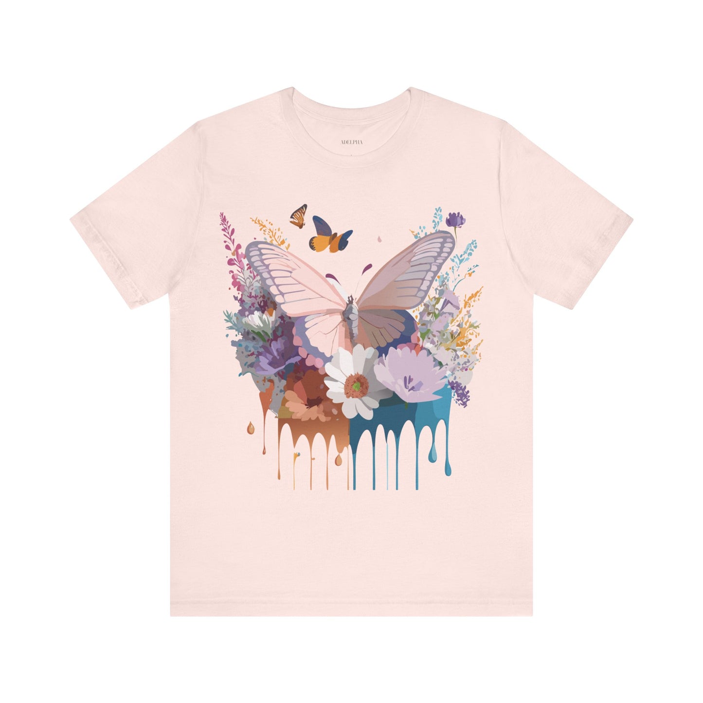 Natural Cotton Tee Shirt with Butterfly