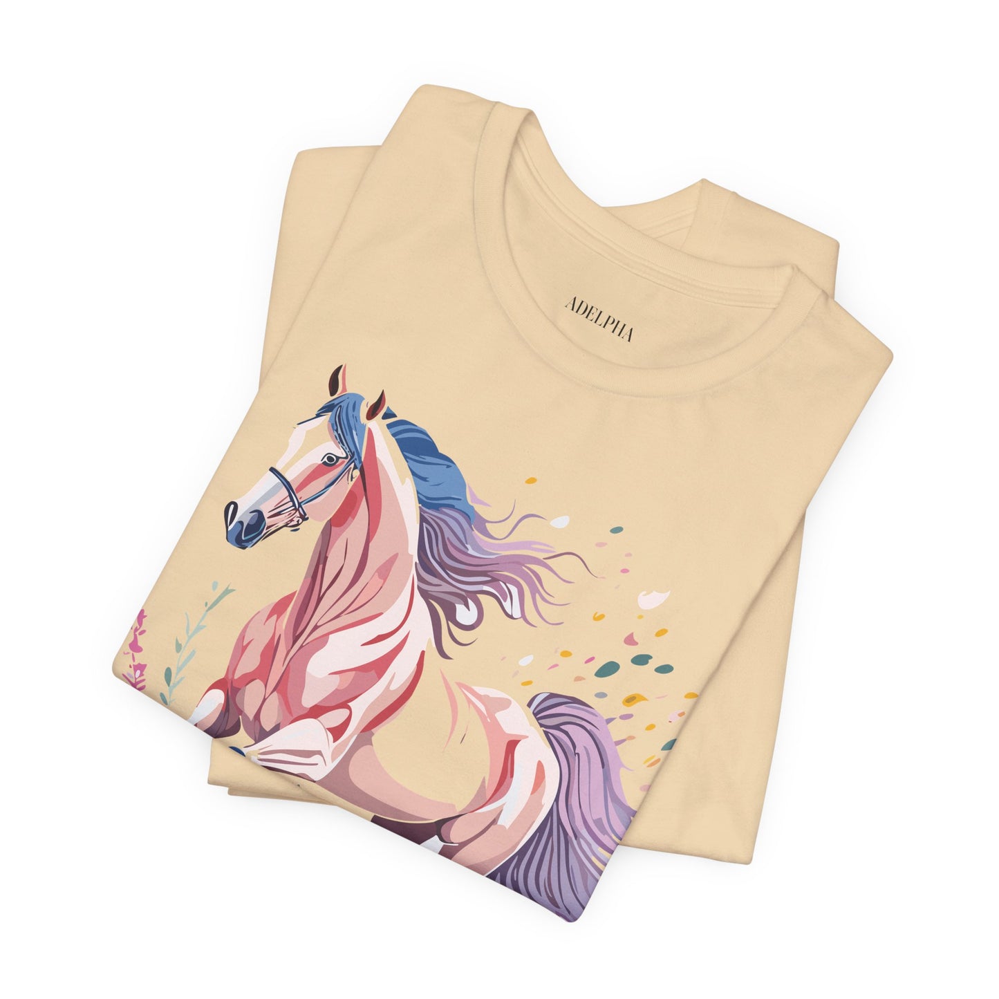 Natural Cotton Tee Shirt with Horse