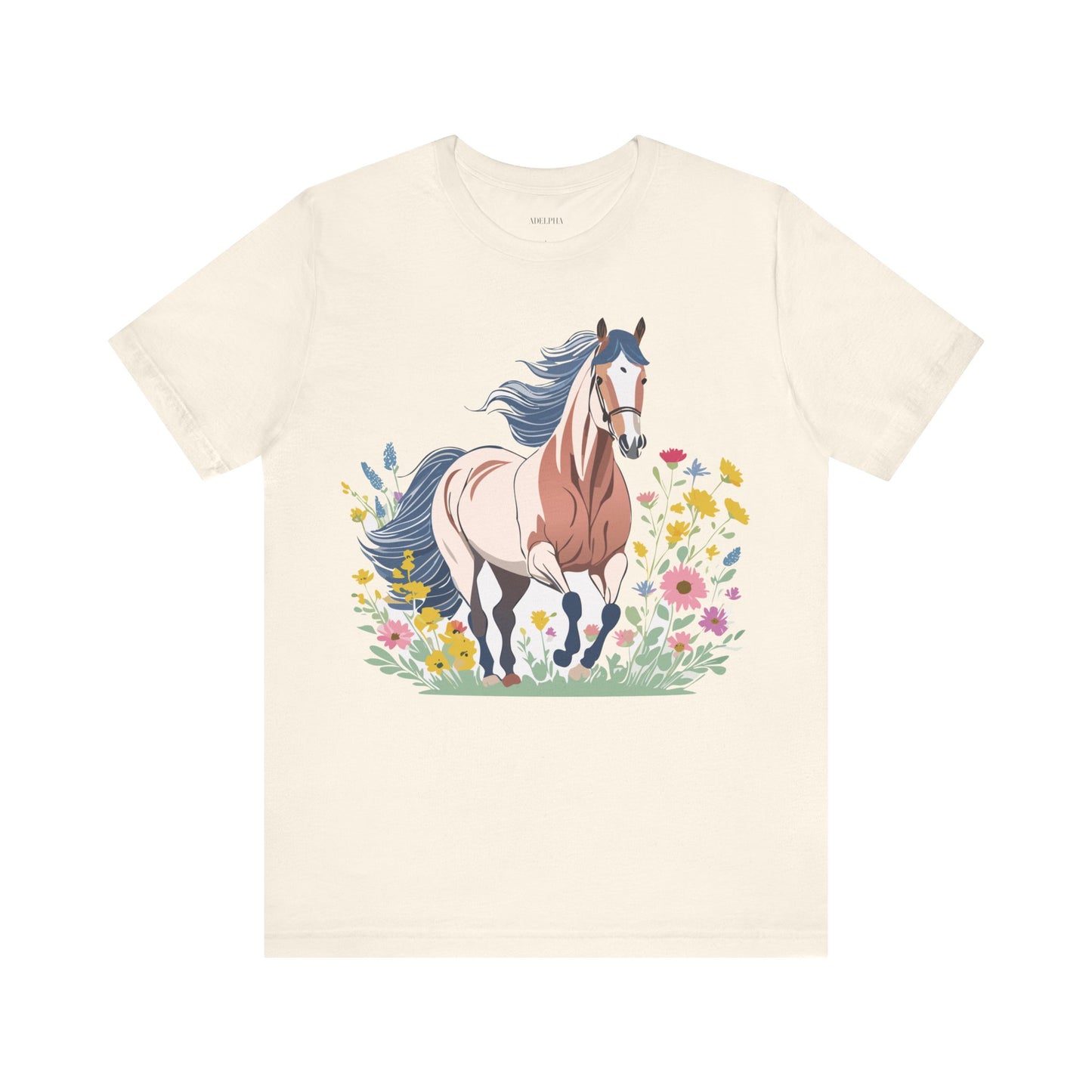 Natural Cotton Tee Shirt with Horse