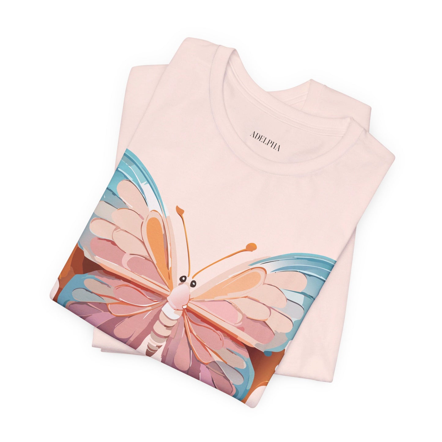 Natural Cotton Tee Shirt with Butterfly