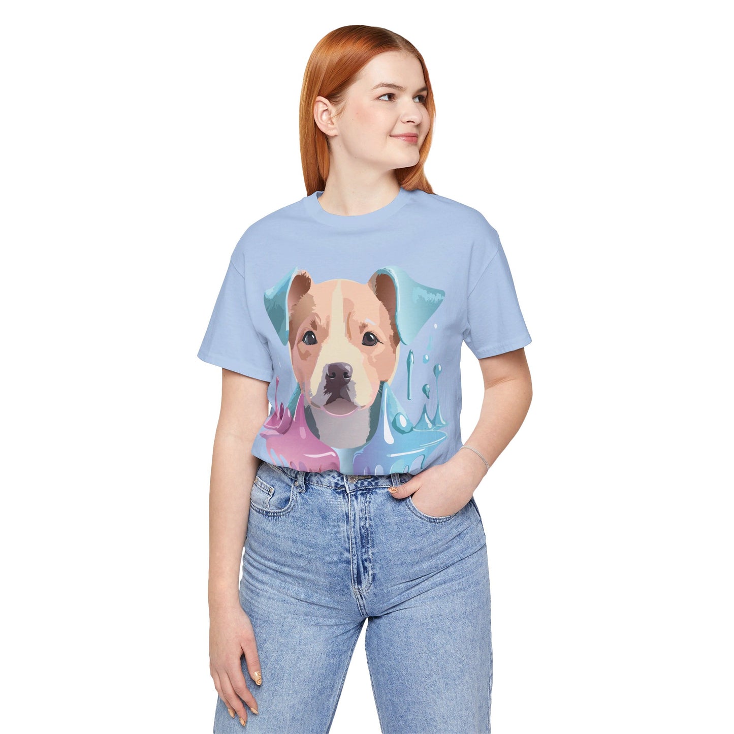 Natural Cotton Tee Shirt with Dog