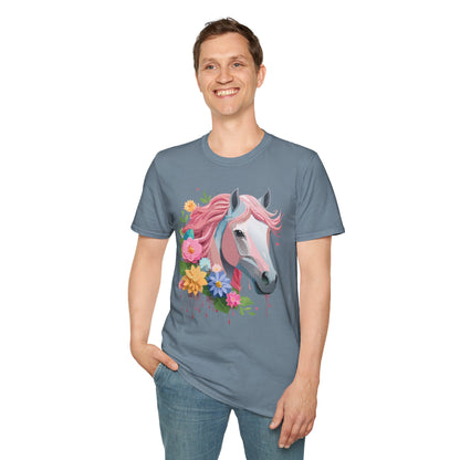 Unisex Horse Shirt Softstyle Cotton Tee With Animal Print Design