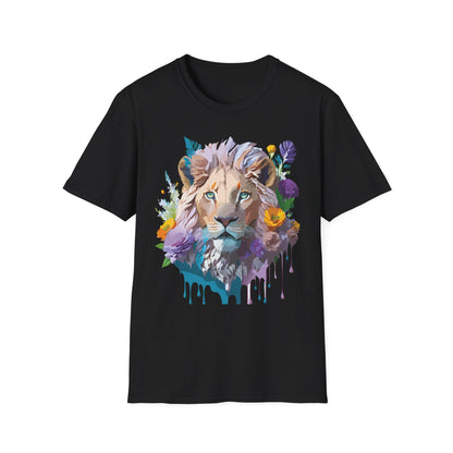 Unisex Lion Shirt Floral Lion Tee Animal Print Tee Gildan 64000