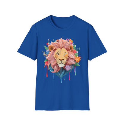 Lion Shirt Unisex Floral Lion Tee Animal Print Softstyle Tee