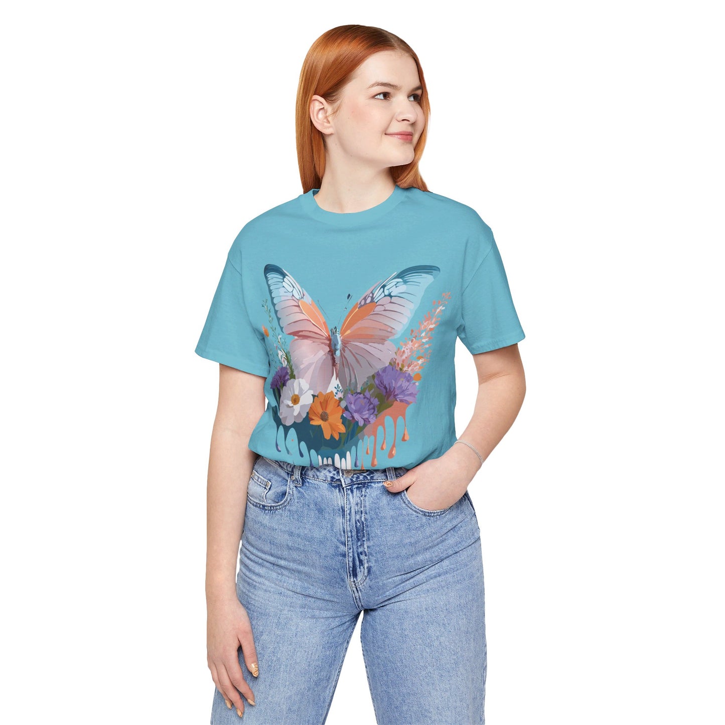 T-shirt en coton naturel avec papillon