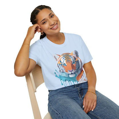 Tiger Print Shirt Unisex Softstyle Tee 100 Percent Ring Spun Cotton