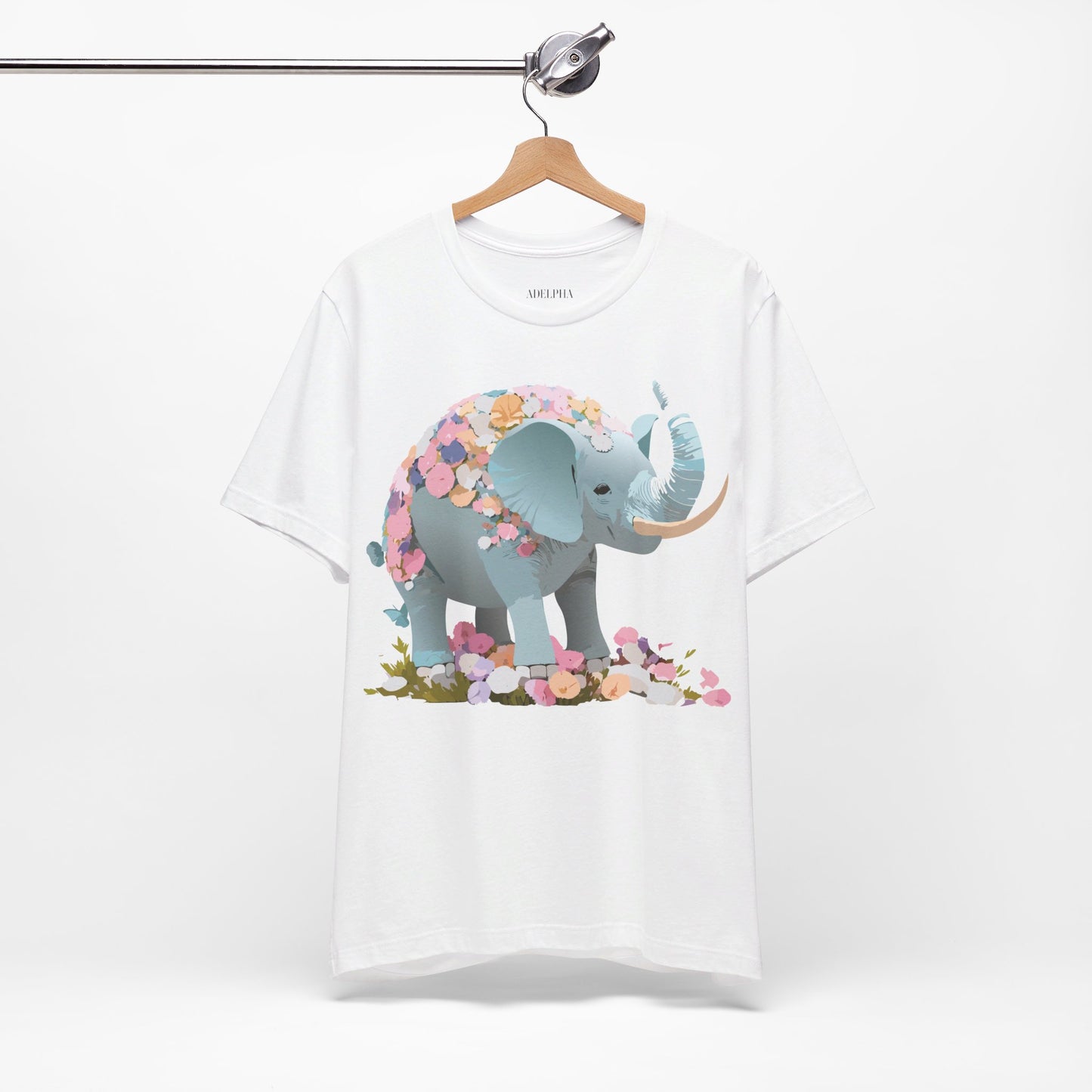 T-shirt en coton naturel avec motif éléphant