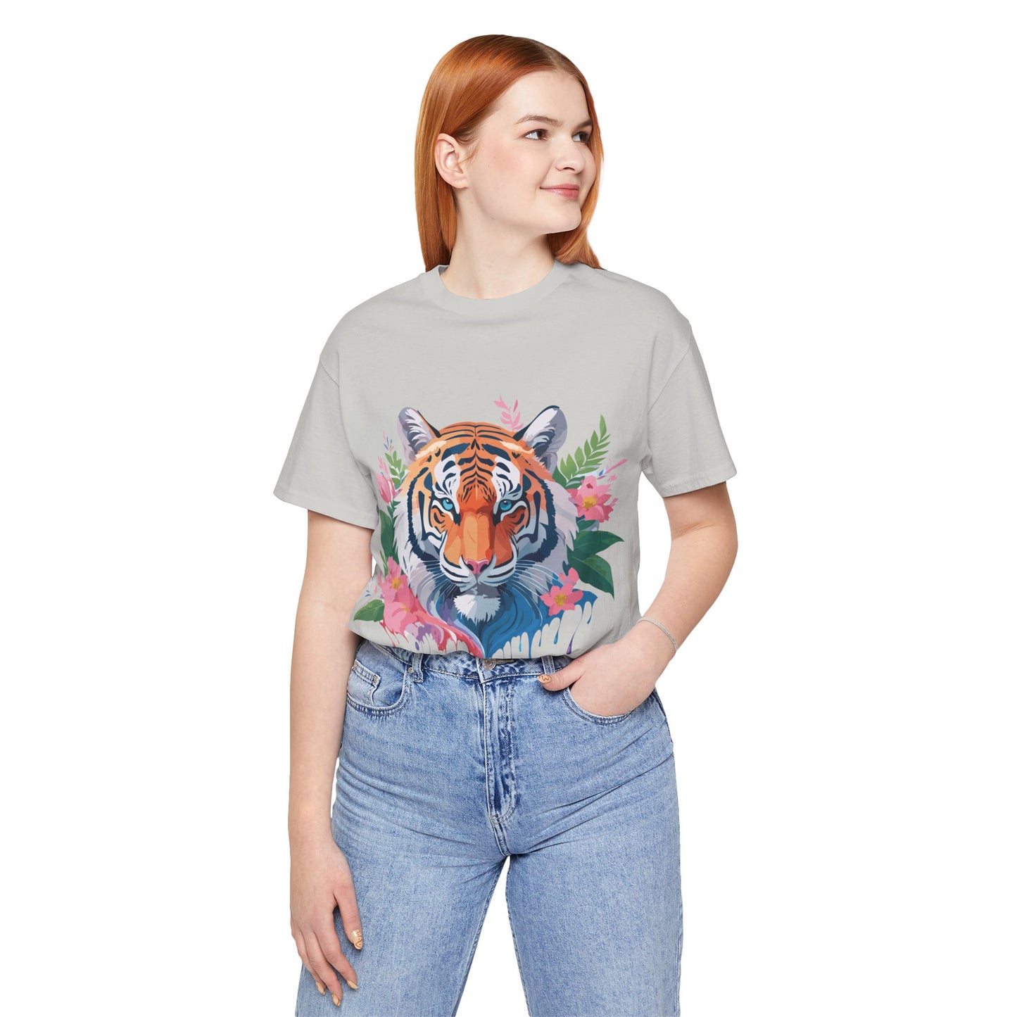 Natural Cotton Tee Shirt with Tiger