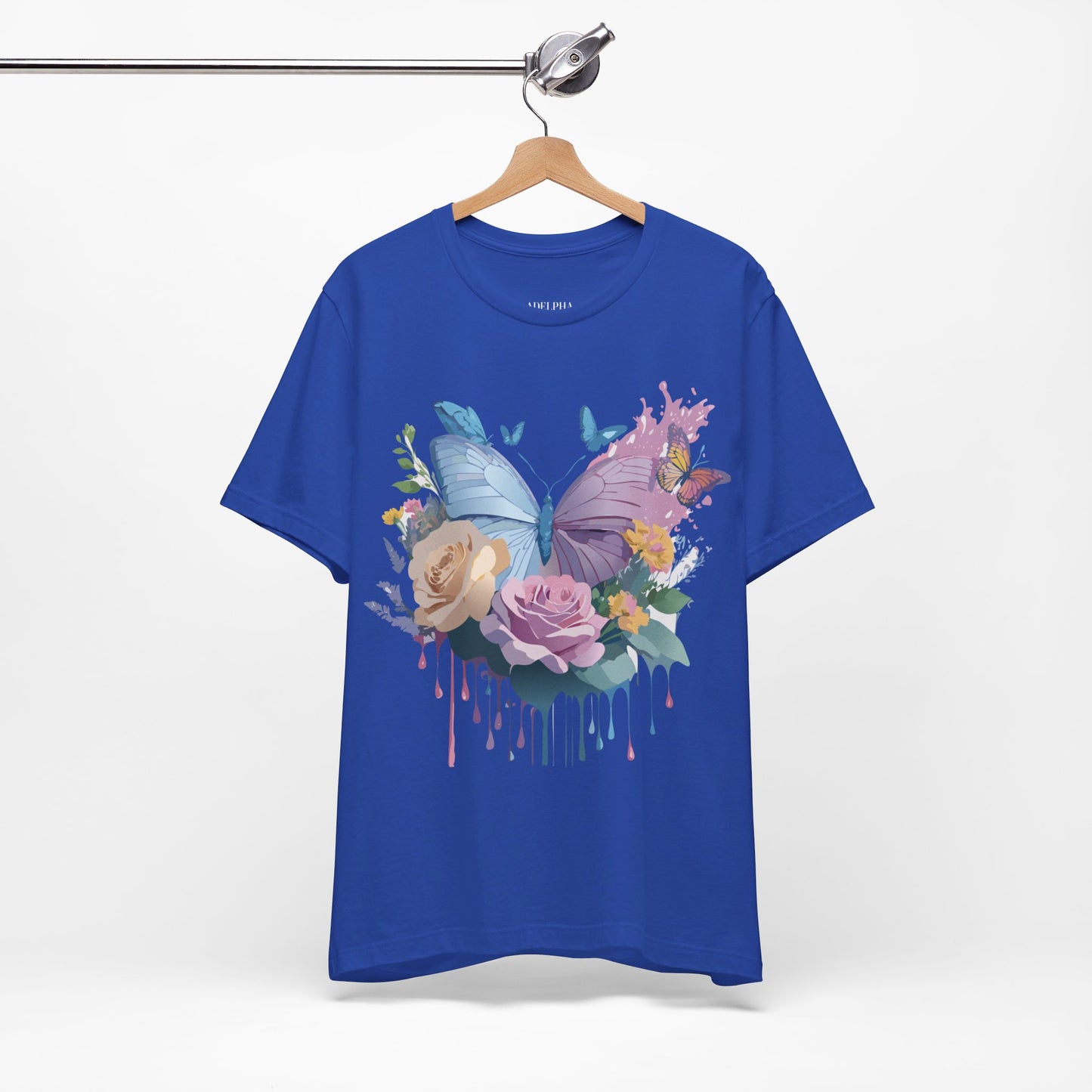 Natural Cotton Tee Shirt with Butterfly