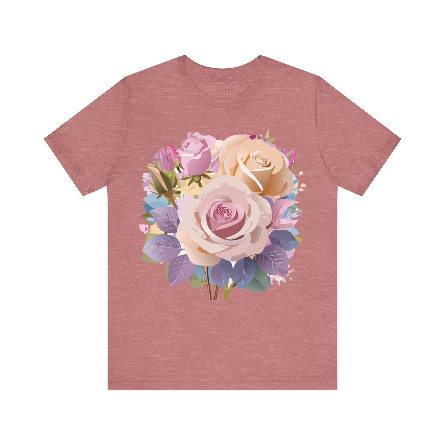 Natural Cotton Tee Shirt with Flowers