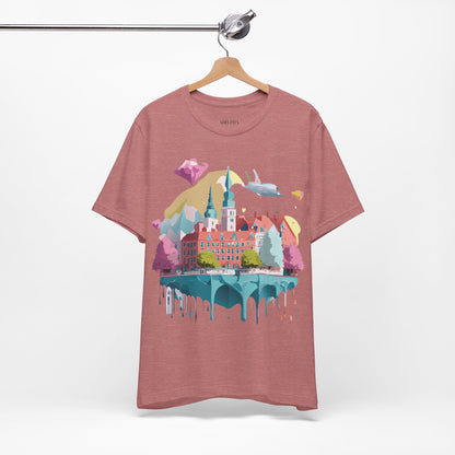 Natural Cotton Tee Shirt - Beautiful Places Collection - Warnemünde and Rostock - Germany Printify