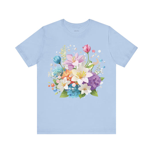 T-shirt en coton naturel avec fleurs