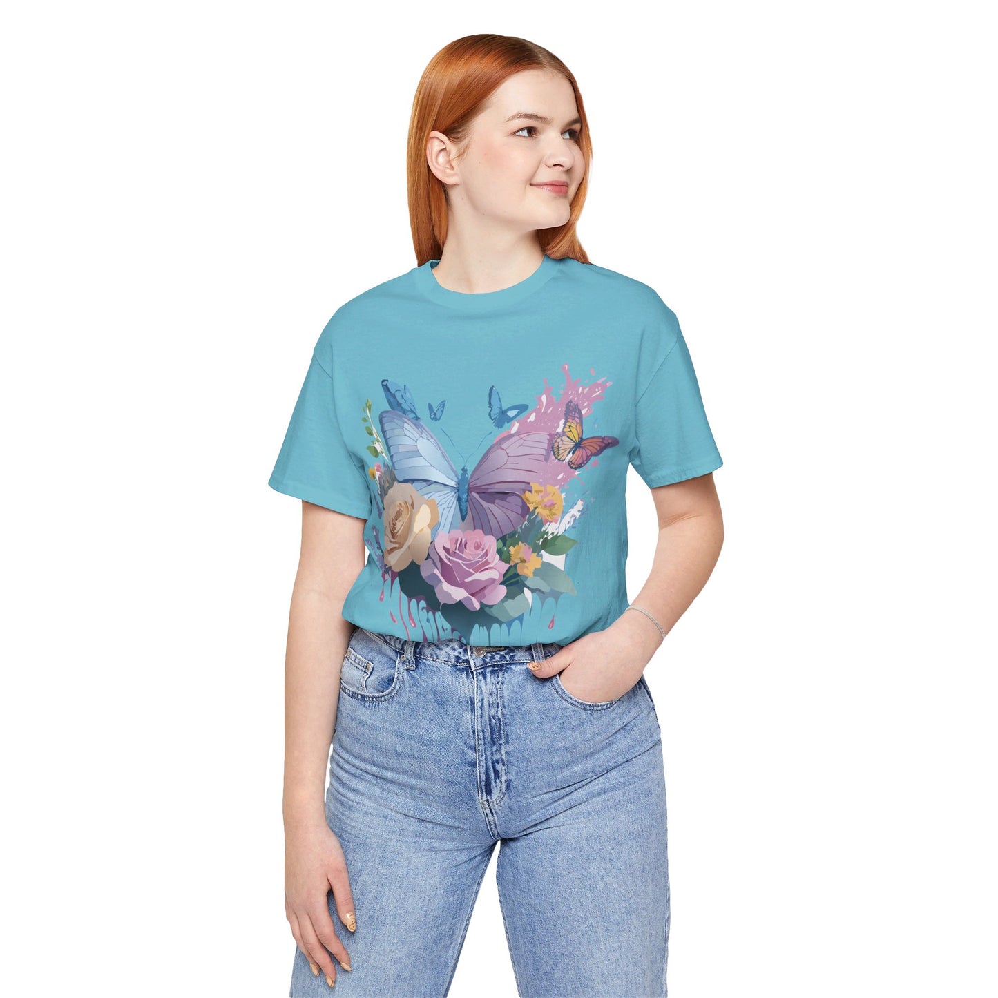 Natural Cotton Tee Shirt with Butterfly