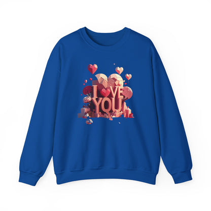 Unisex Heart Love Sweatshirt Floral Valentines Day Cotton Poly Fifty Fifty Blend