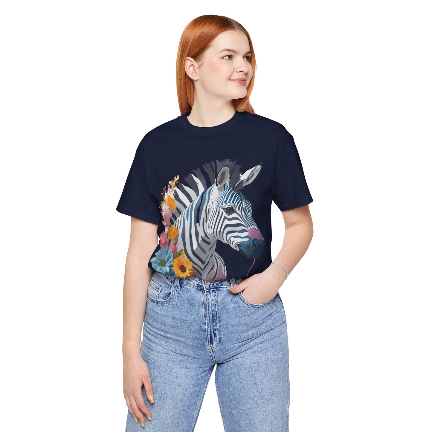 Natural Cotton Tee Shirt with Zebra