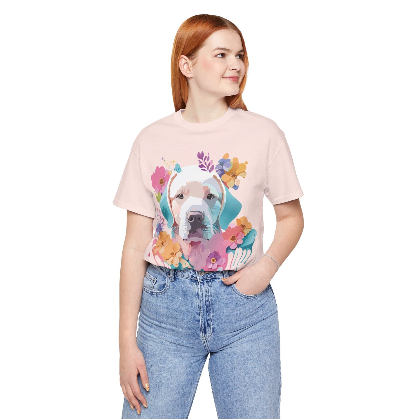 Natural Cotton Tee Shirt with Dog