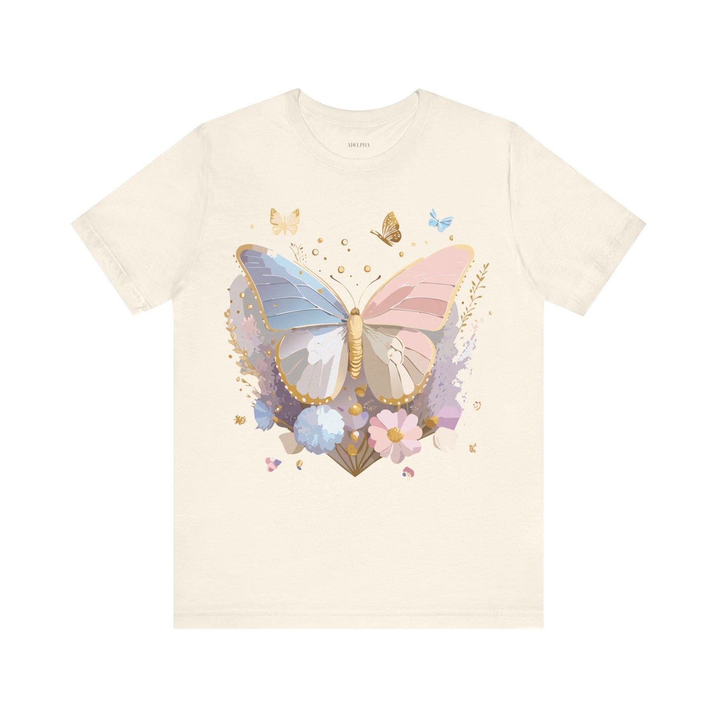 Natural Cotton Tee Shirt with Butterfly