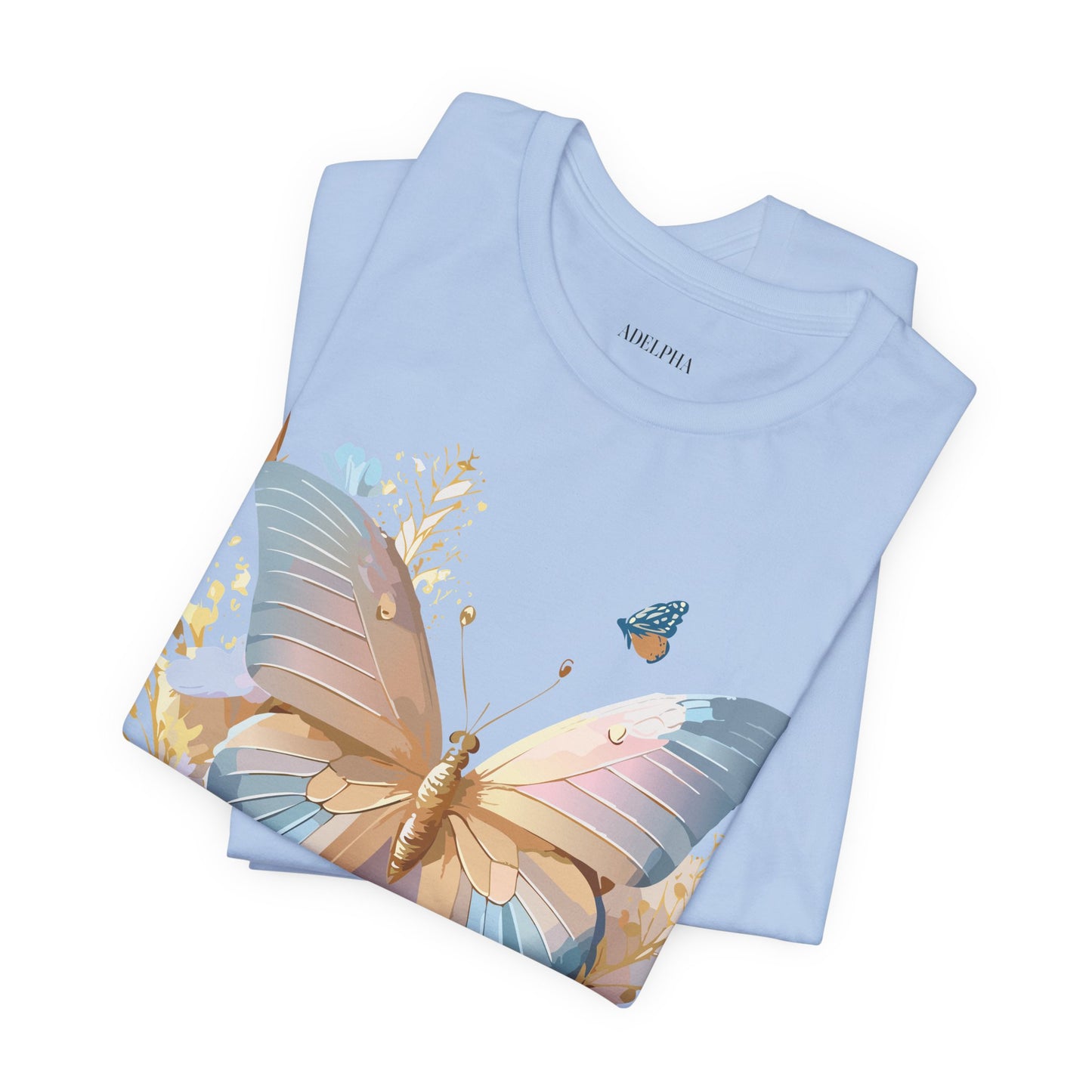 Natural Cotton Tee Shirt with Butterfly