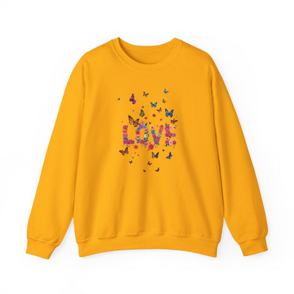 Unisex Floral Love Butterfly Sweatshirt 50 50 Cotton Poly Valentines Day