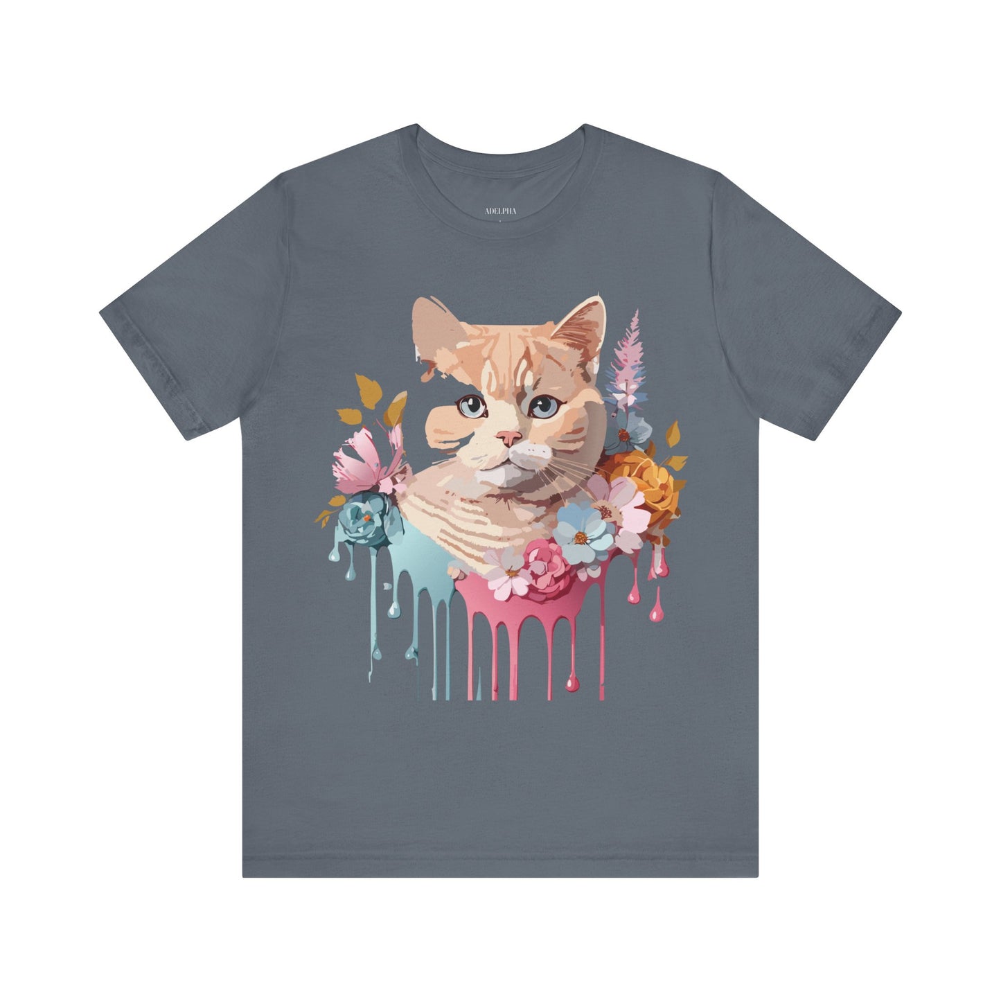 Natural Cotton Tee Shirt with Cat