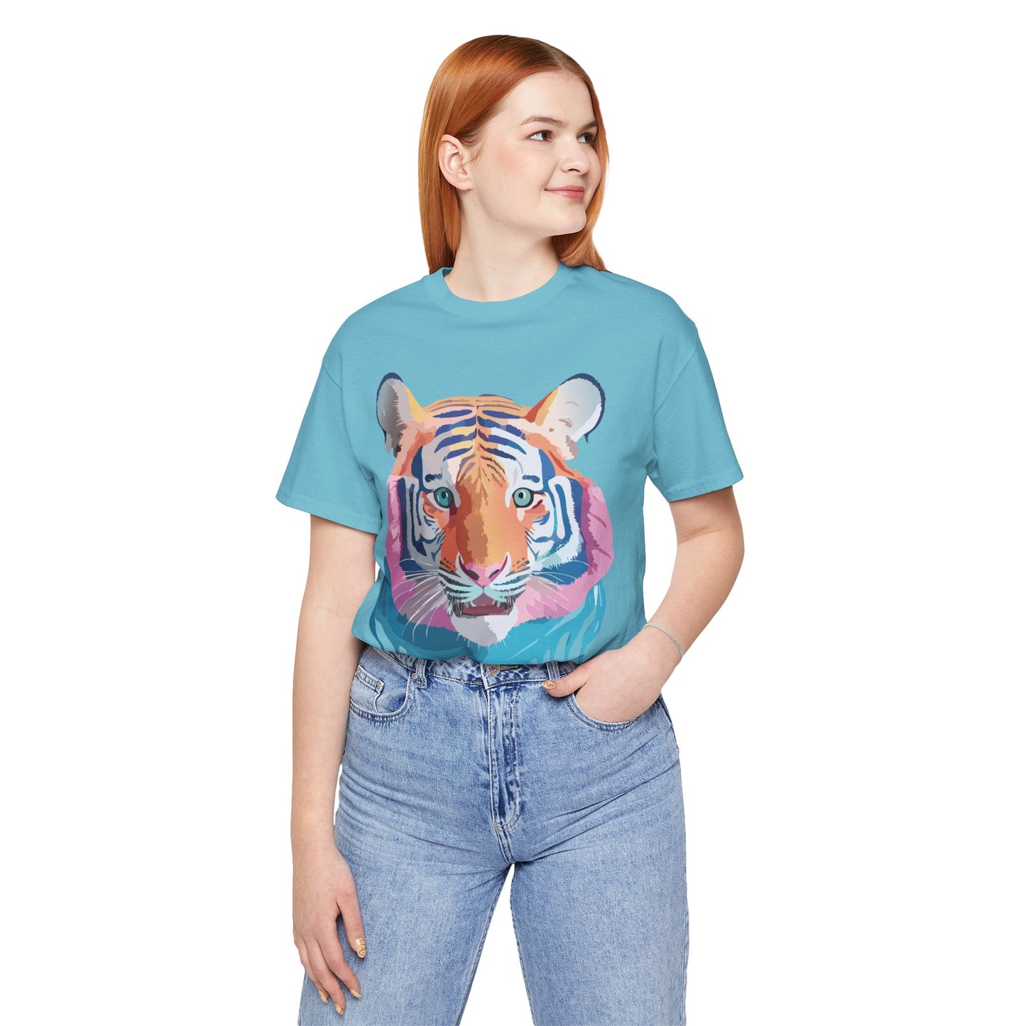 Natural Cotton Tee Shirt with Tiger