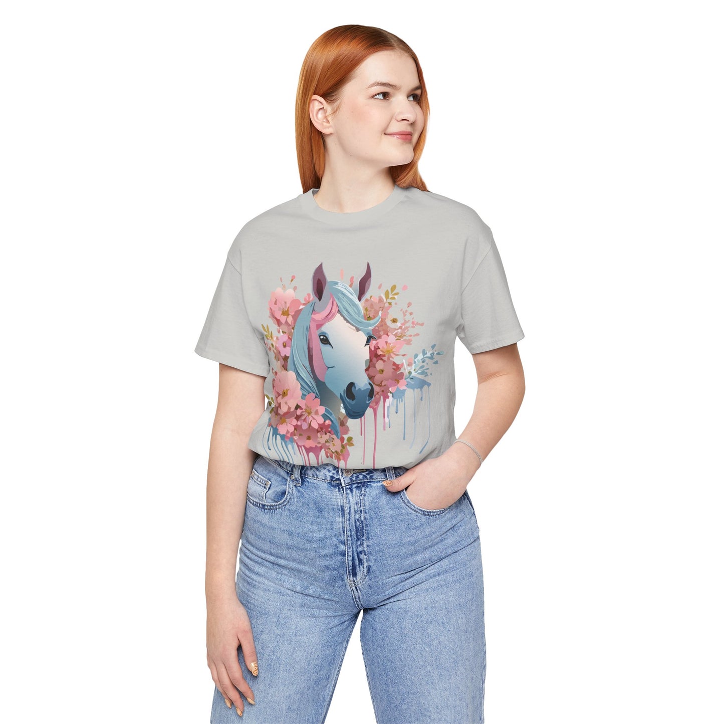 Natural Cotton Tee Shirt with Horse