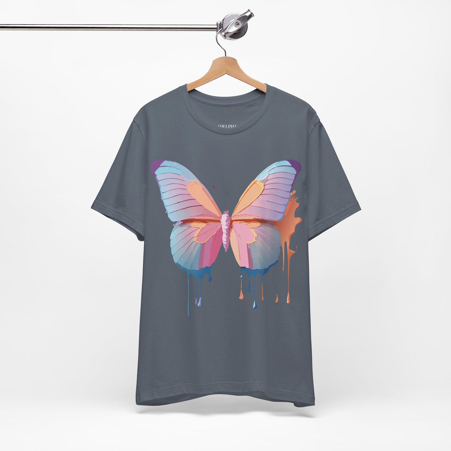 Natural Cotton Tee Shirt with Butterfly