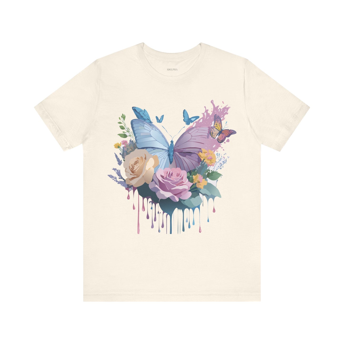 Natural Cotton Tee Shirt with Butterfly