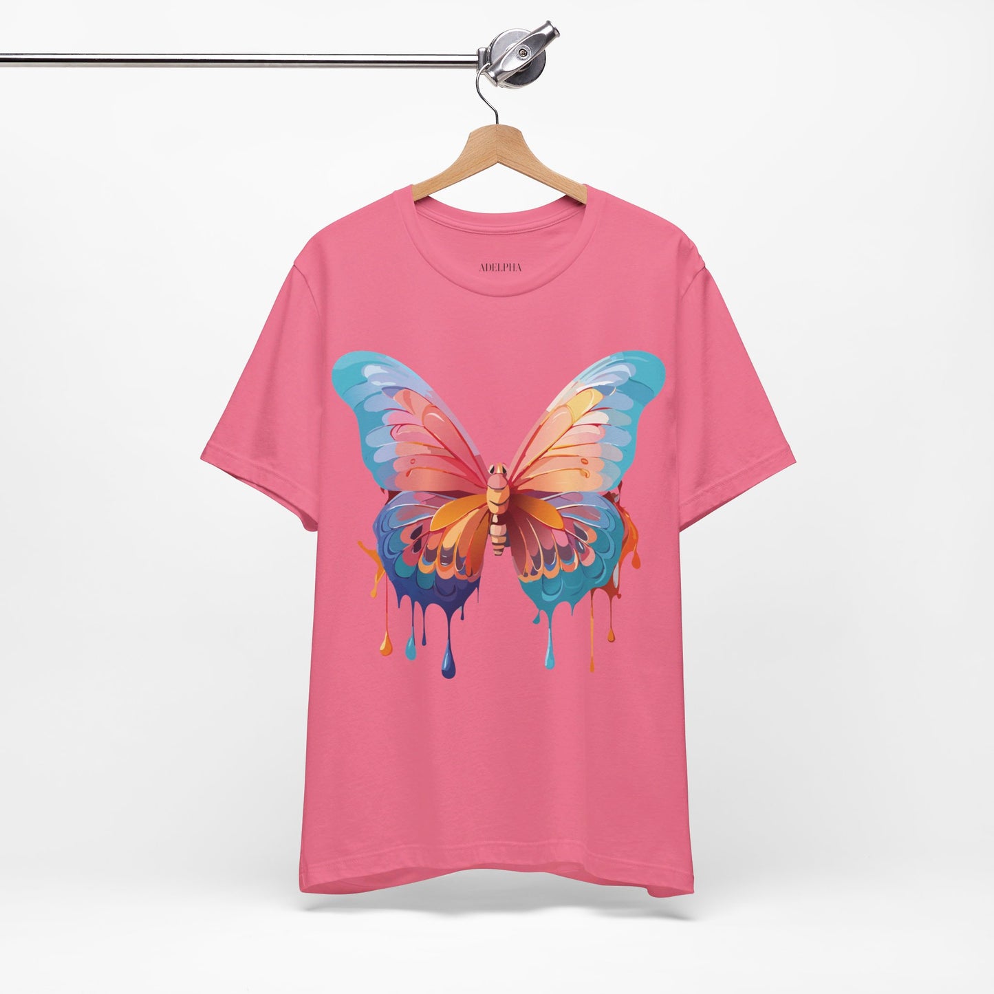 Natural Cotton Tee Shirt with Butterfly