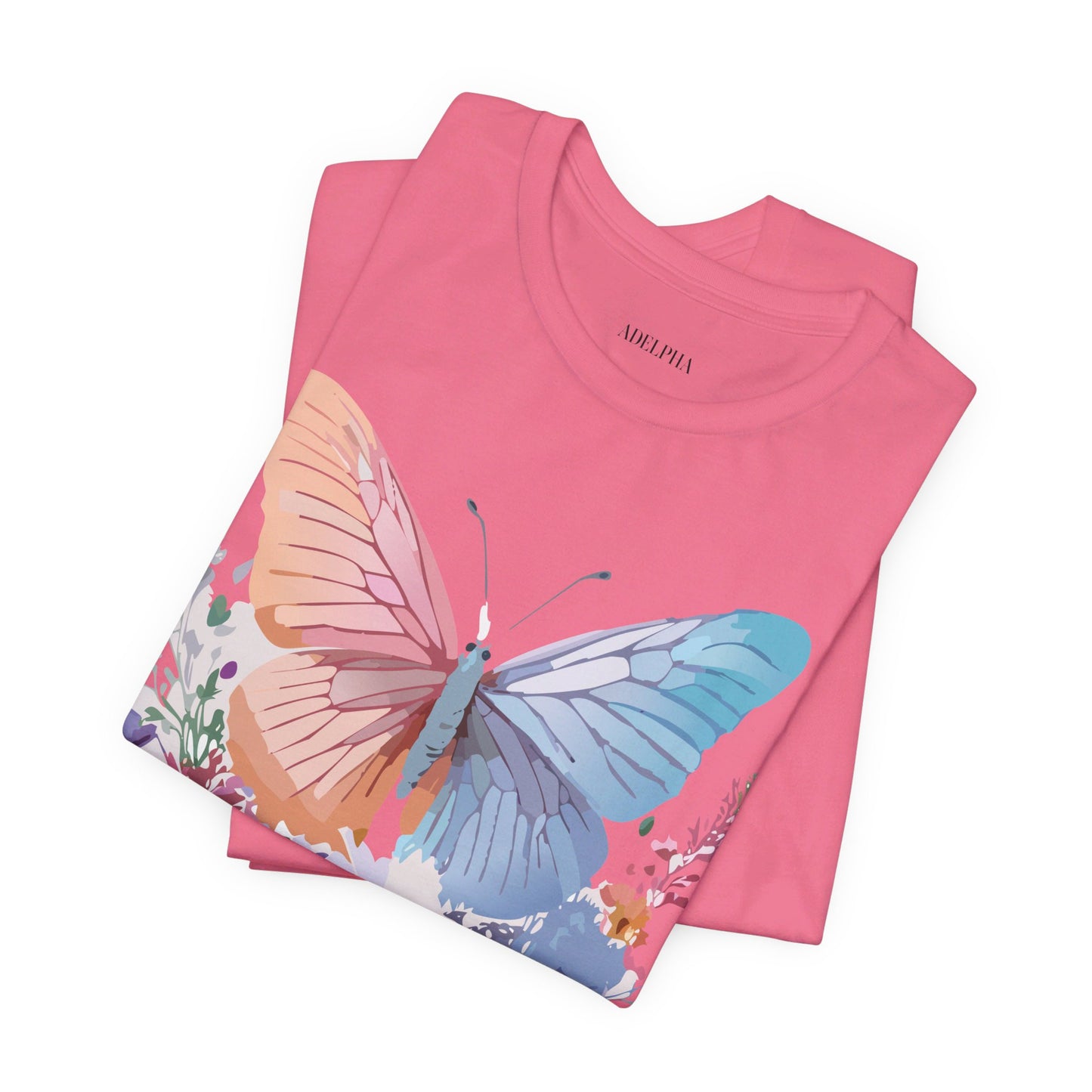 Natural Cotton Tee Shirt with Butterfly