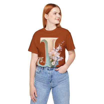 Natural Cotton Tee Shirt - Letters Collection - J Printify