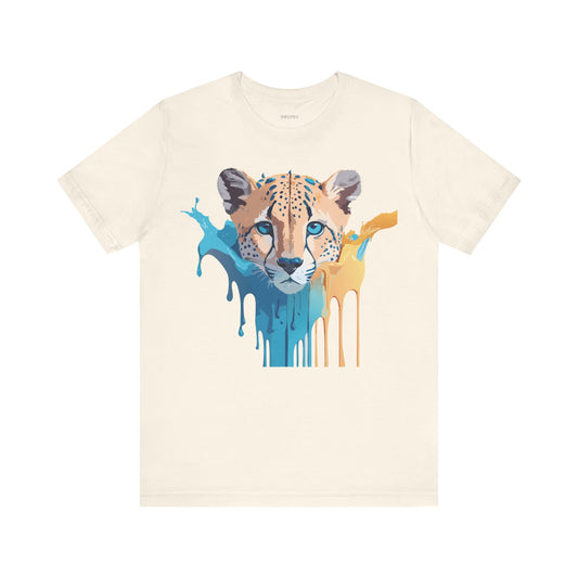 Natural Cotton Tee Shirt with Cheetah