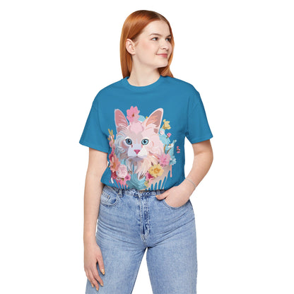 Natural Cotton Tee Shirt with Cat Printify