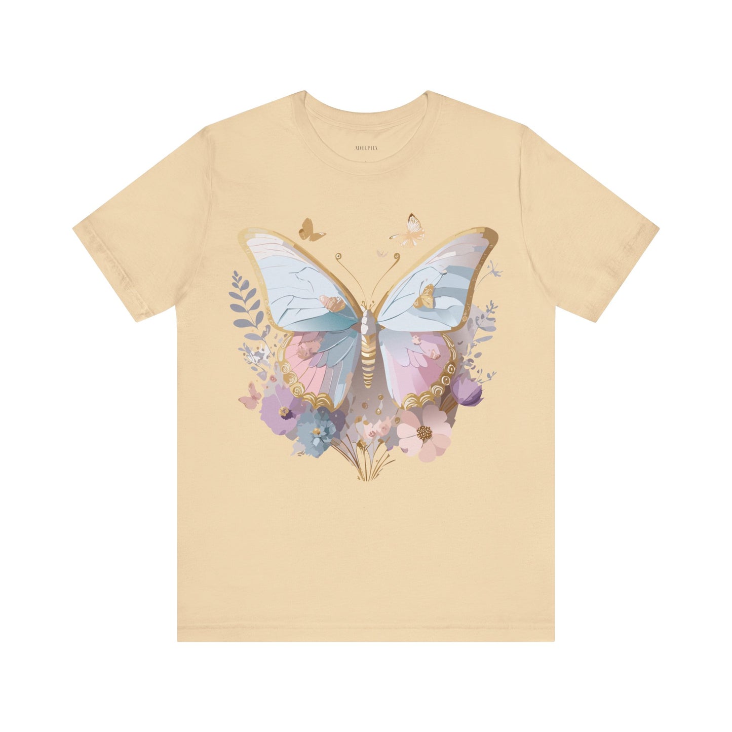 Natural Cotton Tee Shirt with Butterfly