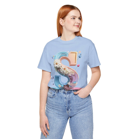 Natural Cotton Tee Shirt - Letters Collection - S Printify