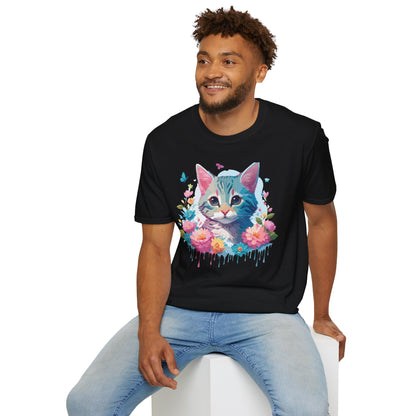 Cat Shirt Unisex Tee Kitten Cat Tee Softstyle 100 Percent Cotton Gildan 64000