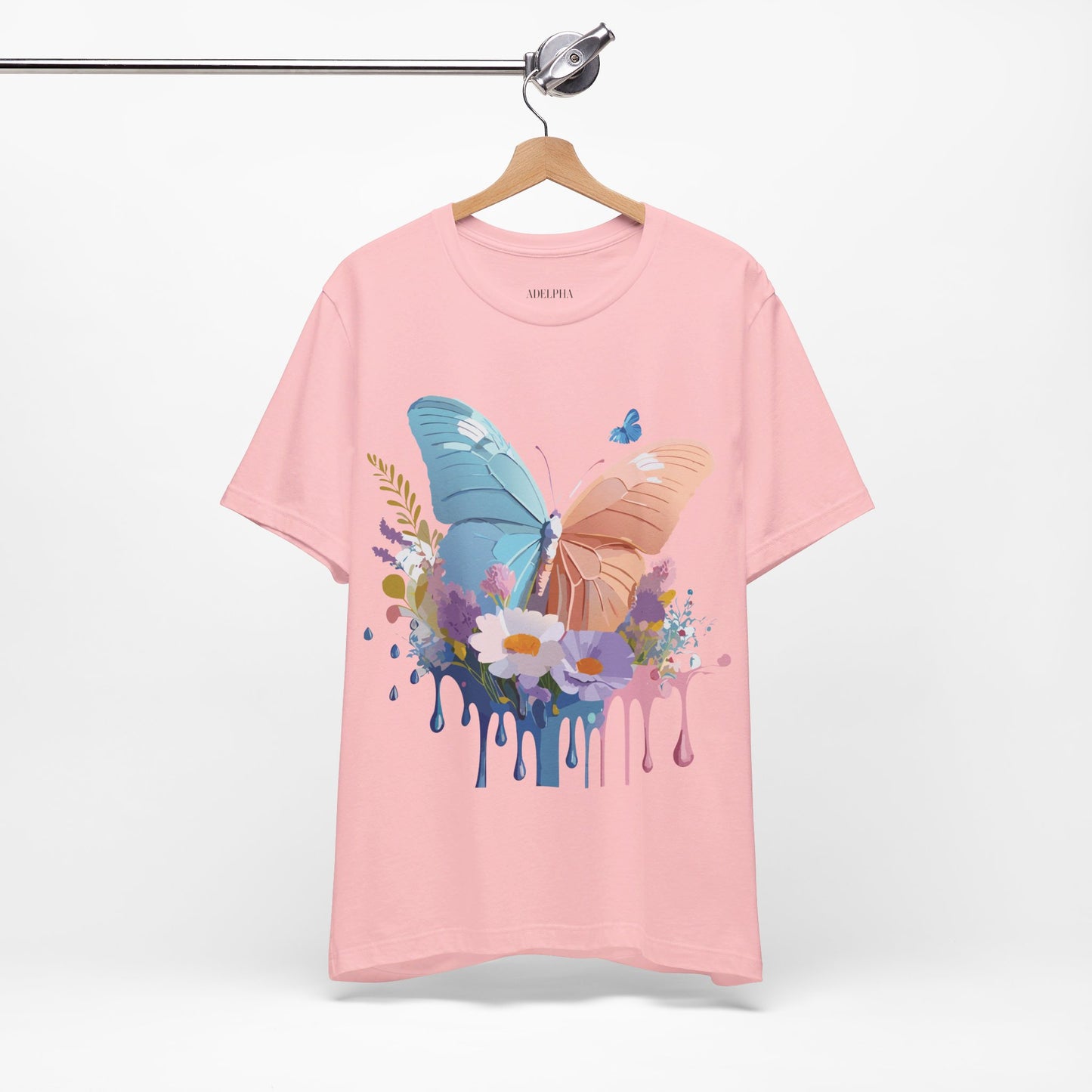 Natural Cotton Tee Shirt with Butterfly